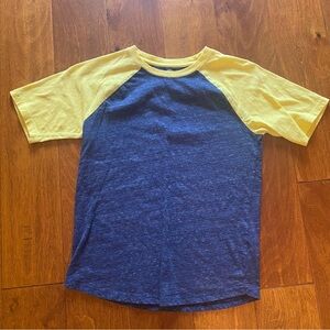 Wonder Nation Boy’s Raglan Tee L (10-12) Blue & Yellow
